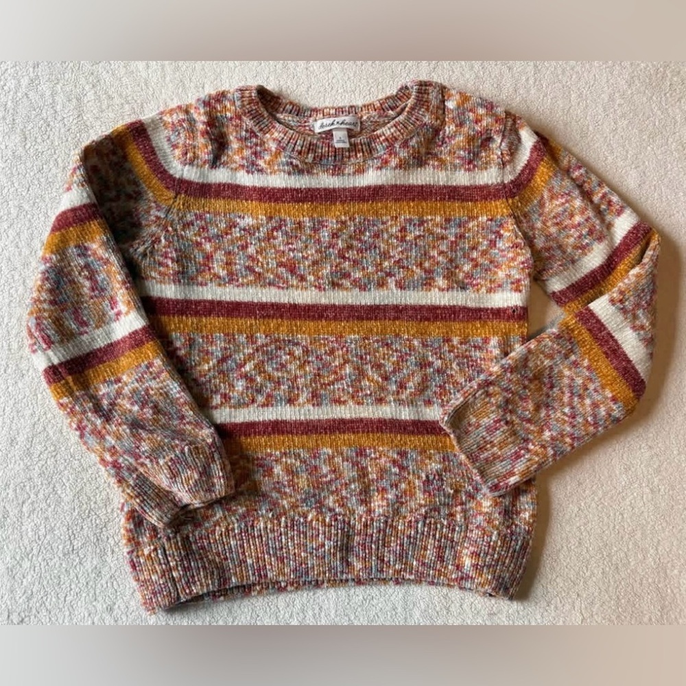 Derek Heart Earth Tones Striped Sweater, Girls Size 8. Cozy Comfy
